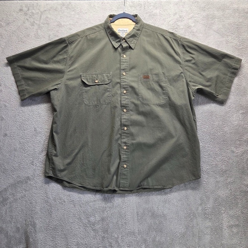 Carhartt Skirt Mens 2XL Green Button Down Short Sleeve Casual Outdoor Twill